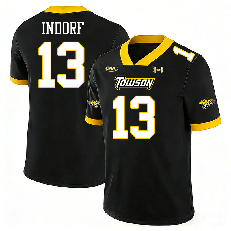 Towson Tigers #13 Andrew Indorf College Football Jerseys,Uniforms-Black
